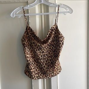 Zara Satin Effect Leopard Tank Top